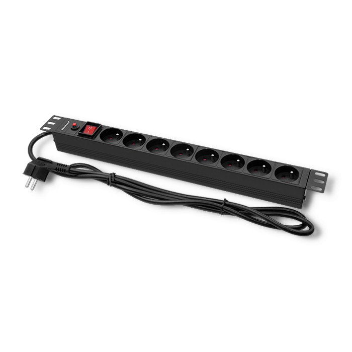 Qoltec Listwa Zasilajaca Antyprzepieciowa Cb Do Szafy Rack 19"  1u  16a  Pdu  8xfrench 2m