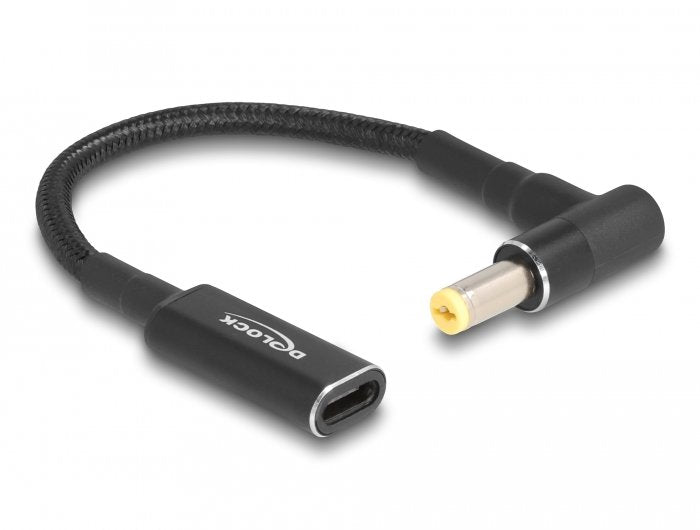 Delock 60038 Cable De Carga Portátil Usb Type-C Hembra A Acer 5,5 X 1,7 Mm Macho En Ángulo De 90° 15 Cm