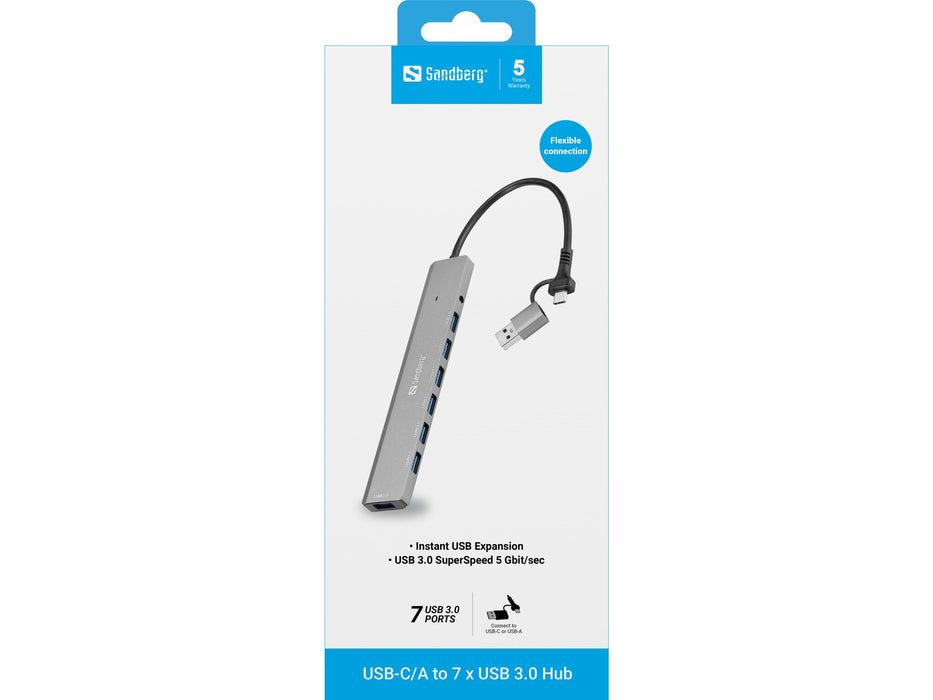 EAN 5705730136665 - Sandberg 136-66 hub de interfaz USB 3.2 Gen 1 (3.1 Gen 1) Type-A + Type-C 5000 Mbit/s imagen 3