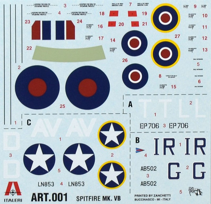 EAN 8001283800013 - Italeri SPITFIRE MK.VB Maqueta de avión de ala fija Kit de montaje 1:72 imagen 2