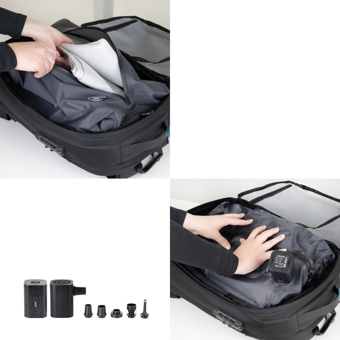 Mochila De Viaje Al Vacío + Bomba Aire, Negro