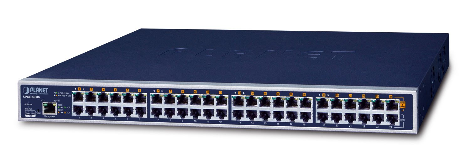 Planet 24-Port Gigabit 60w Ultra Poe Managed Injector Hub
