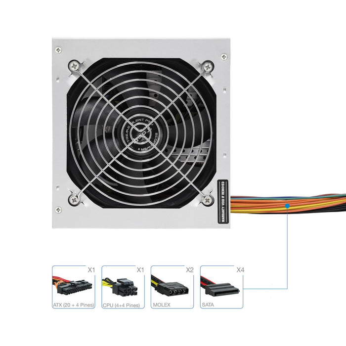 EAN 8433281007277 - TooQ TQEP-500S-INT unidad de fuente de alimentación 500 W 24-pin ATX ATX Plata imagen 5