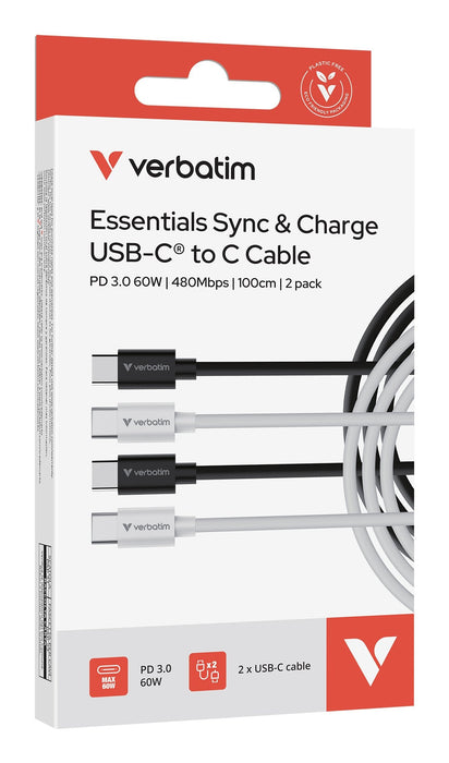 Verbatim Usb-Kabel Essentials, 2pack, Usb 2.0, Usb-C/Usb-C