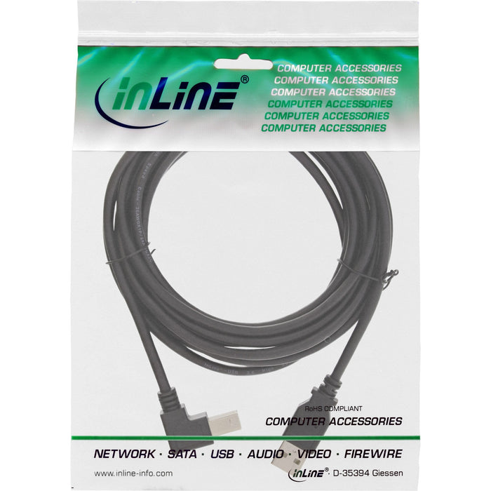 Inline Usb 2.0 Cable En Ángulo Hacia Abajo Tipo A Macho A B Macho Negro 1m