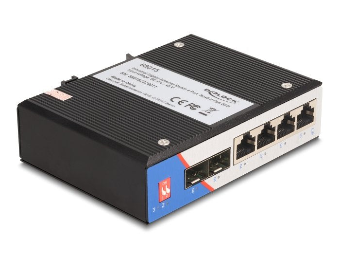 Delock 88015 Switch Gigabit Ethernet Industrial 4 Puertos Rj45 2 Puertos Sfp Para Carril Din