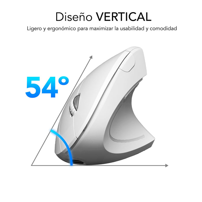 EAN 8436586743062 - SUBBLIM RATON OPTICO DUAL GLIDE VERTICAL ERGO DUAL BATERIA BLANCO ratón Universal mano derecha Bluetooth  imagen 4
