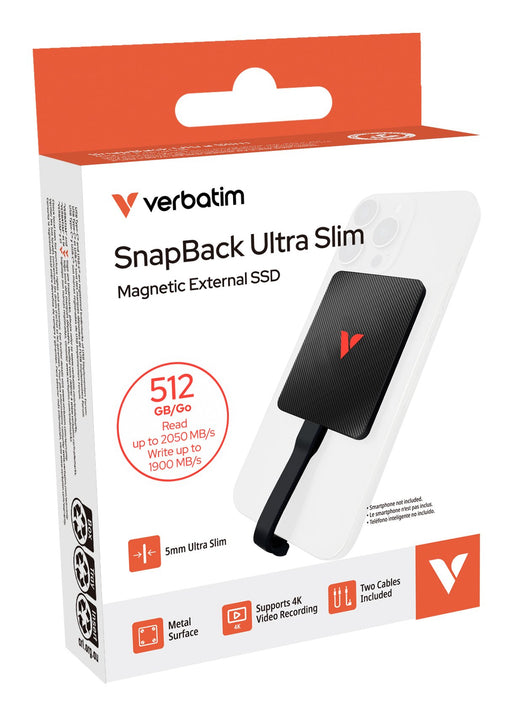 EAN 0023942323358 - Verbatim SnapBack Ultra Slim SSD 512GB USB Tipo C USB 3.2 Gen 2x2 Negro imagen 2