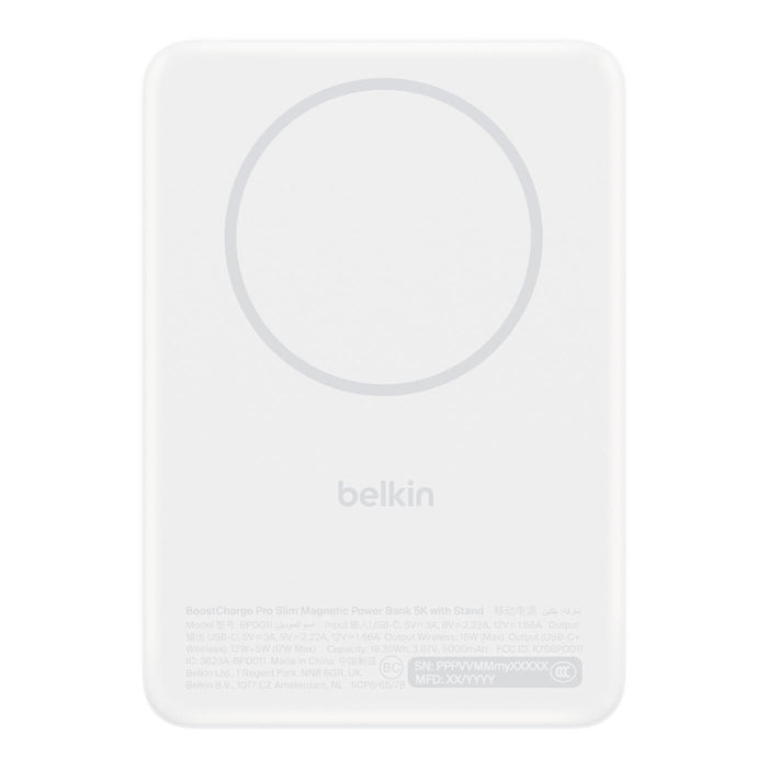 Belkin Boostcharge Slim Magn.Pb 5000mah Qi2 Fold.Wh. Bpd011hqwh