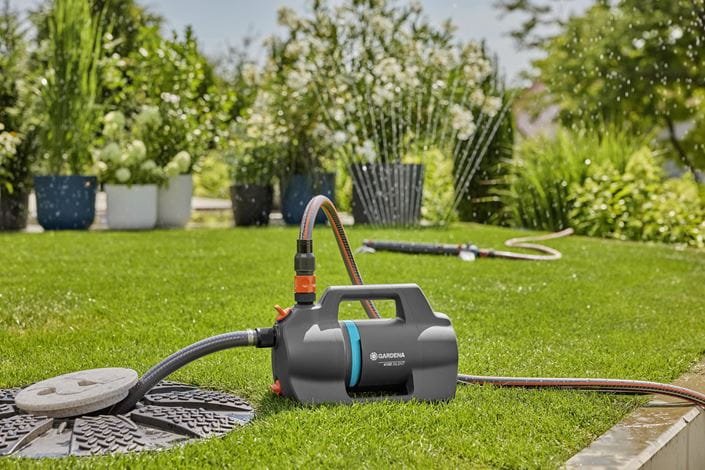 Gardena Garden Pump 4100 Silent, Juego De Mangueras De Aspiración (Gris Oscuro/Turquesa, 550 Vatios, Modelo 2023) 09052-20