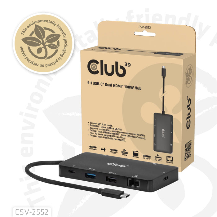 EAN 8719214473556 - CLUB3D CSV-2552 hub de interfaz USB Tipo C 5000 Mbit/s Negro imagen 10