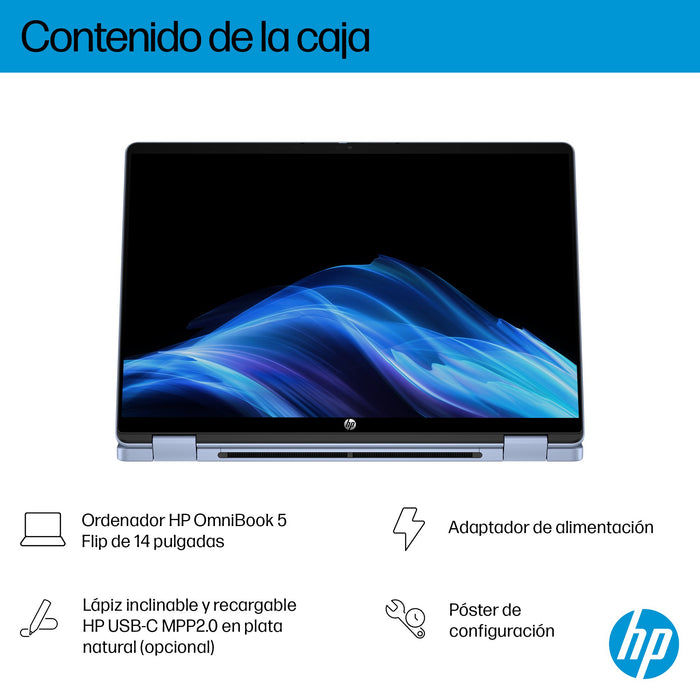 EAN 199251190094 - HP OmniBook 5 Flip 14-fp0024ns Intel Core 7 150U Portátil 35,6 cm (14") Pantalla táctil 2K 16 GB LPDDR5-SD imagen 4