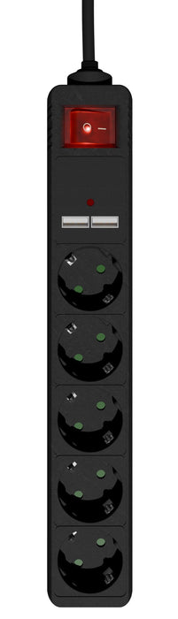 EAN 8716309132633 - Gembird SPG5-U2-5-02 base múltiple 1,5 m 5 salidas AC Interior Negro imagen 3