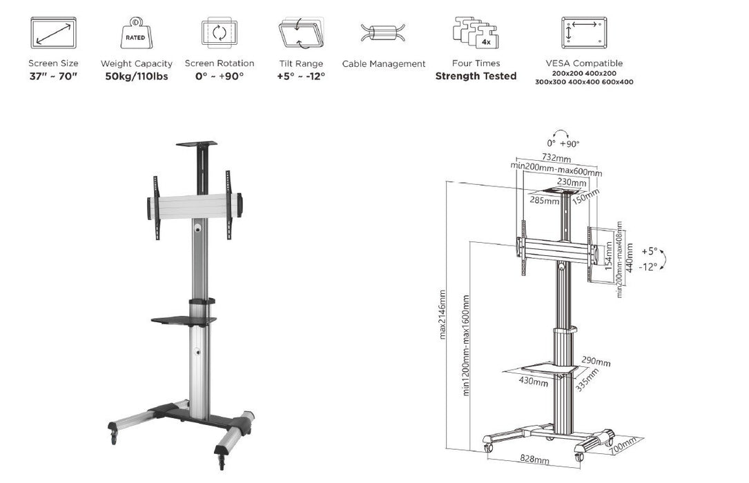 EAN 4015867199282 - Equip 650602 soporte para pantalla de señalización 177,8 cm (70") Negro, Blanco imagen 6