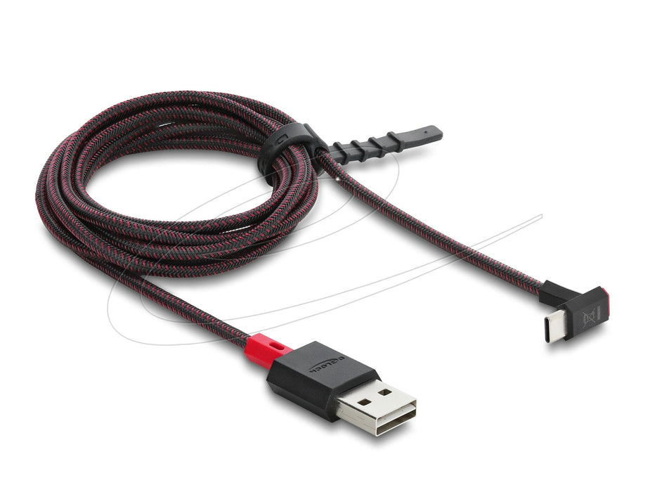Delock Easy-Usb 2.0 Cable Typ-A Stecker Zu Usb Type-C Stecker Gewinkelt Oben   Unten 2 M Schwarz