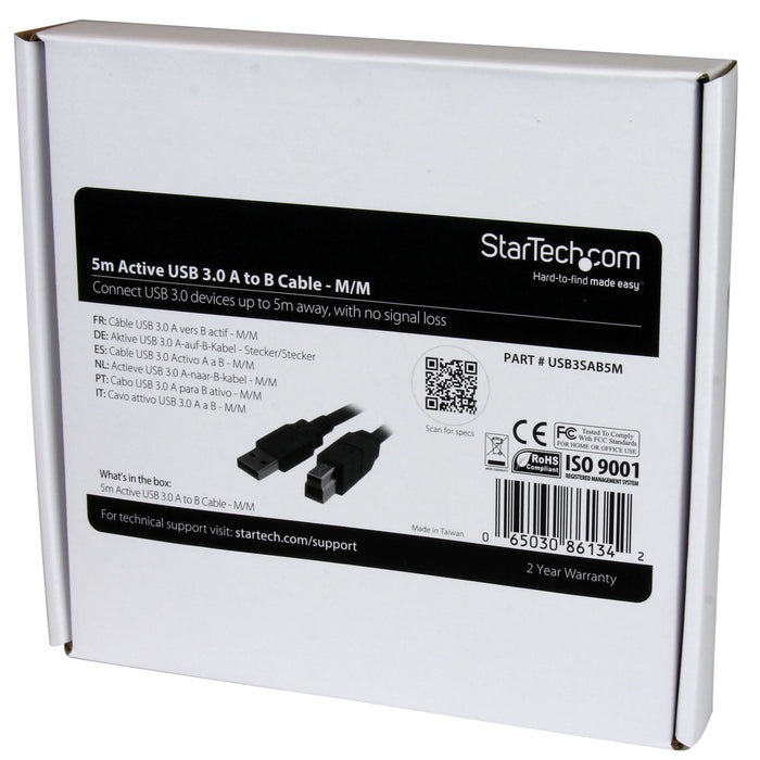 EAN 0065030861342 - StarTech.com USB3SAB5M cable USB USB 3.2 Gen 1 (3.1 Gen 1) 5 m USB A USB B 5 Gbit/s Negro imagen 4