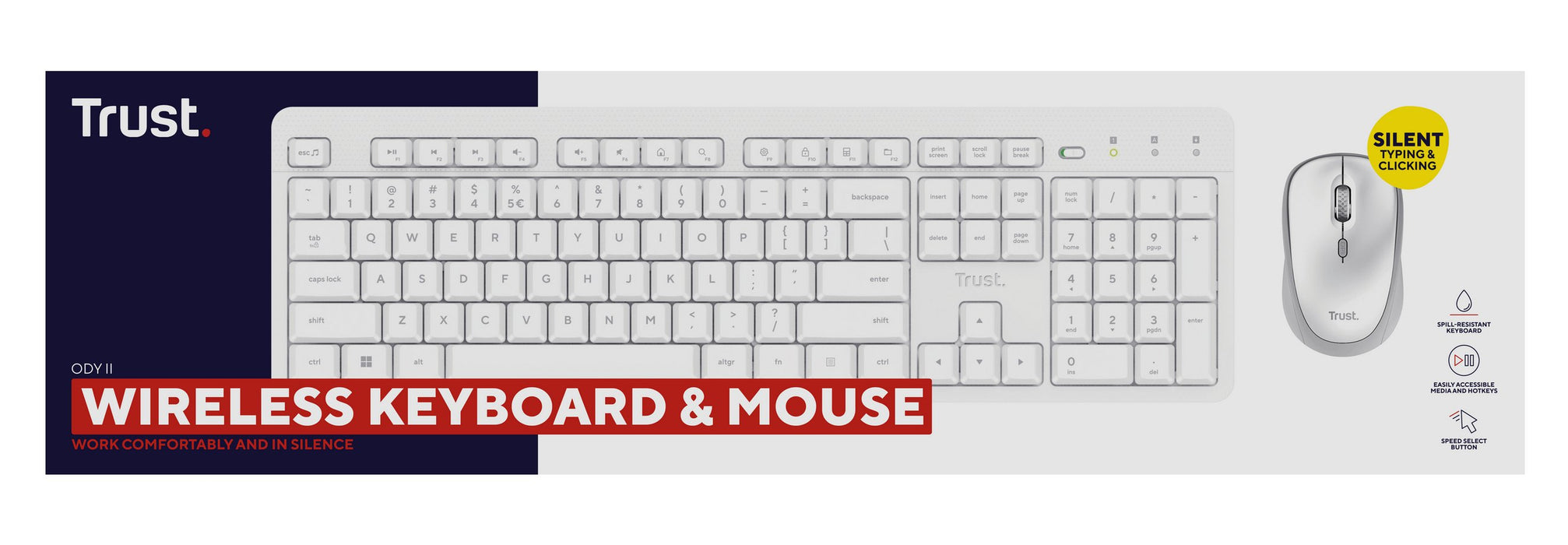 EAN 8713439254655 - Trust Ody II teclado Ratón incluido Hogar / Oficina RF inalámbrico QWERTY Inglés de EE. UU. Blanco imagen 8