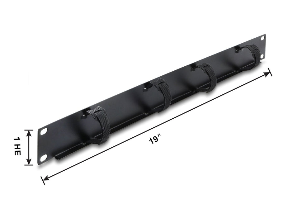 Delock 19? 1 He Organizador De Cables Panel Con 4 X Klett-Brida Para Cables Negro