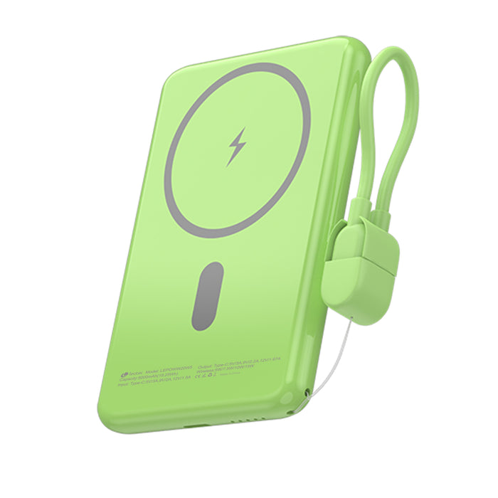 Powerbank 5000mah Leotec Lepoww20w5g 20w Wireless Verde Incluye Cable Usb Tipo-C