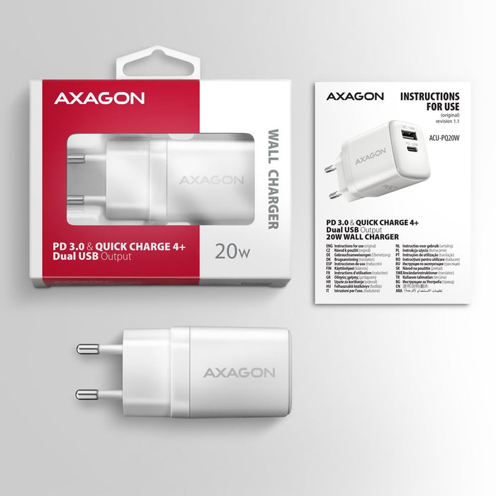 EAN 8595247907899 - Axagon ACU-PQ20W cargador de dispositivo móvil Universal Blanco Corriente alterna Carga rápida Interior imagen 9