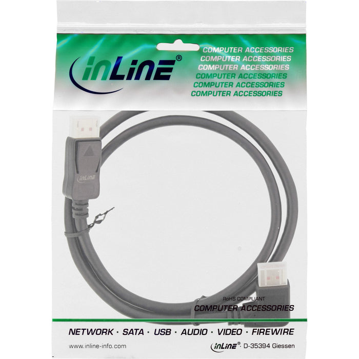 Cable Inline Displayport 1.4, 8k4k, En Ángulo Recto, Negro/Dorado, 3 M