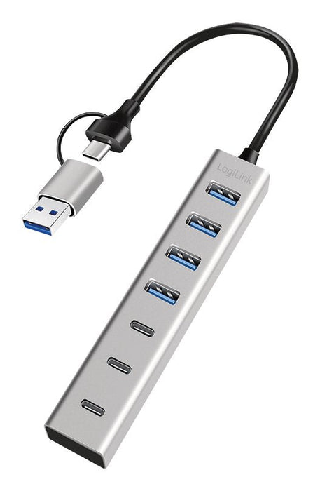 Hub Usb 3.0, 7 Puertos 4xusb-A + 3xusb-C, Cable Usb-A/Usb-C 3.0 2 En 1, 5 Gbps