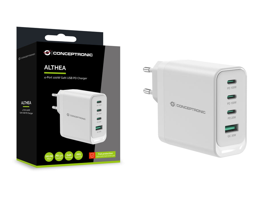 EAN 4015867240731 - Conceptronic ALTHEA22W100 cargador de dispositivo móvil Universal Blanco Corriente alterna Carga rápida I imagen 4