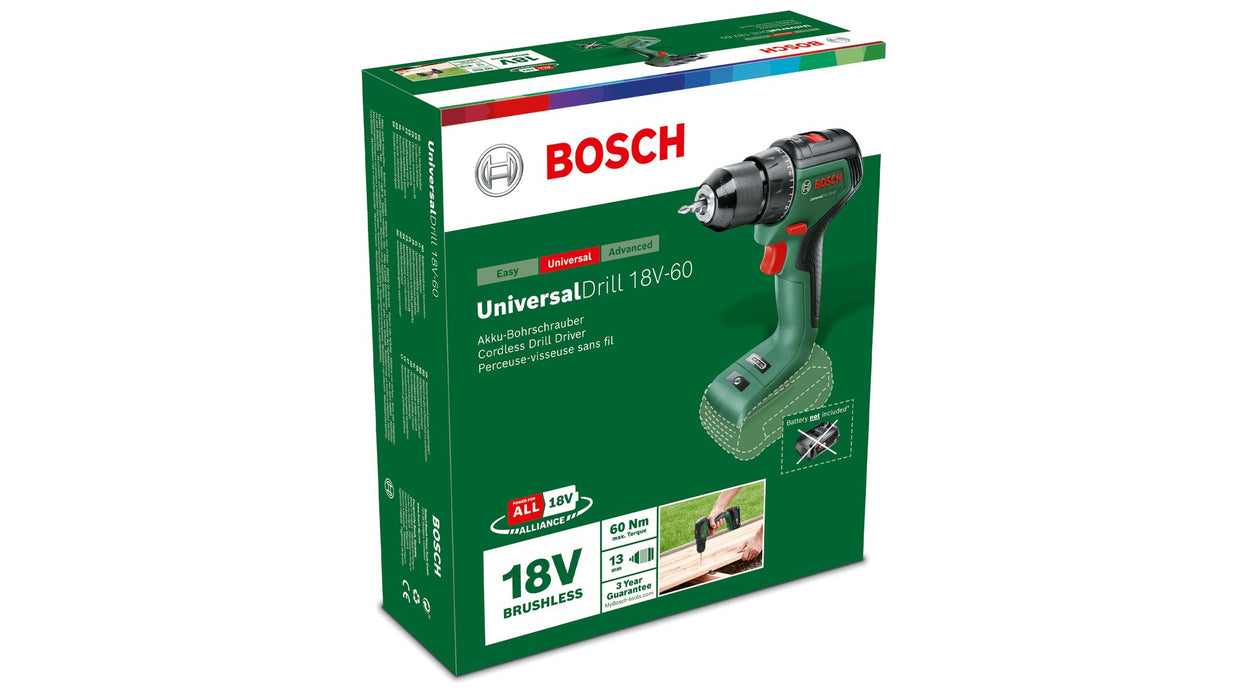 EAN 4053423230796 - Bosch Universal Drill 18V-60 1900 RPM Sin llave 1,3 kg Negro, Verde imagen 4