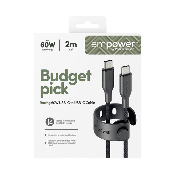 EAN 5715685027635 - PanzerGlass empower™ by ® Racing 60W USB-C to USB-C Cable | USB 2.0 | 2M | Space Black cable USB Negro imagen 3