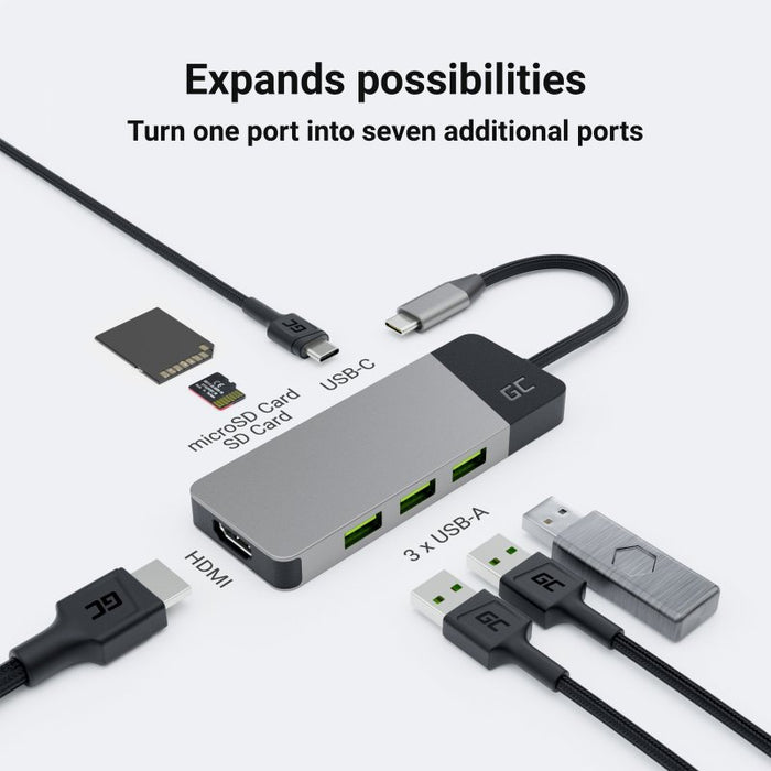 EAN 5904326372801 - Green Cell HUBGC01 hub de interfaz USB Tipo C 5000 Mbit/s Plata imagen 4