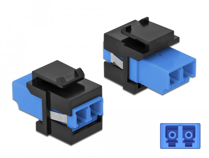Keystone Modul Lc Duplex Buchse Zu Lc Duplex Buchse Blau   Schwarz