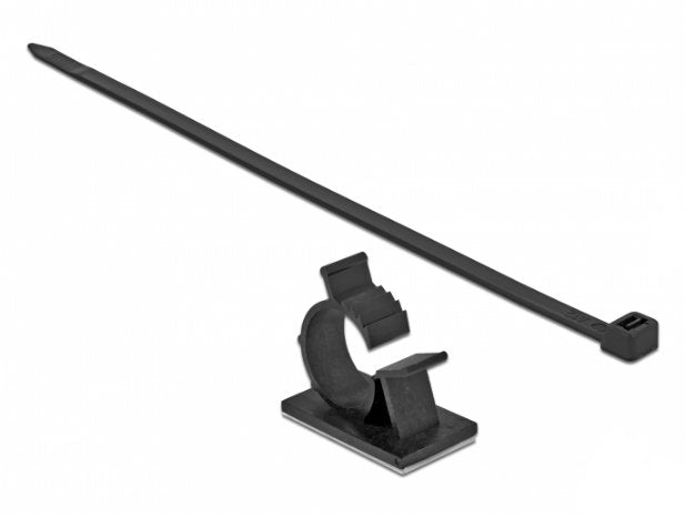 Delock Cableklemme 41 X 25 Mm Mit Cablebinder L 250 X B 7,2 Mm Schwarz