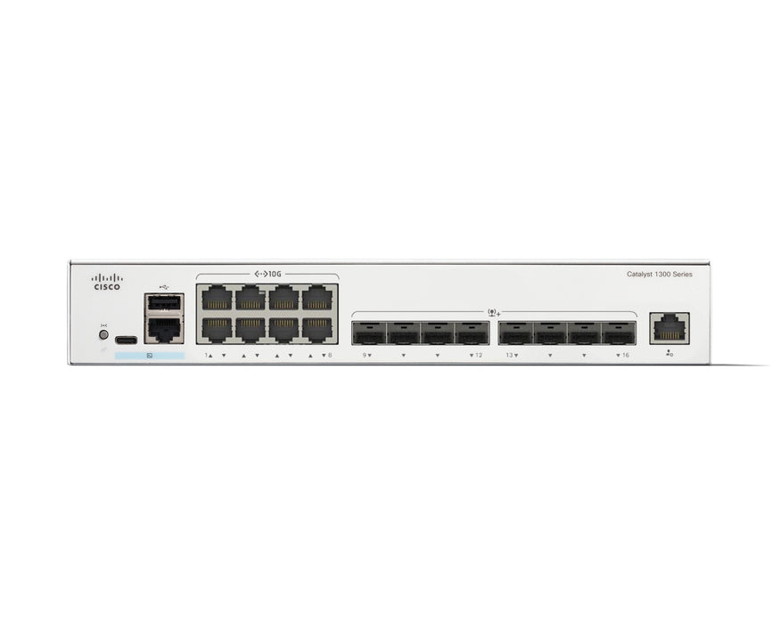 Cisco Catalyst 1300-16xts Conmutador L3 Inteligente 8 X 10gbase-T + 8 X 10 Gigabit Sfp+ Montaje En Rack Refabricado
