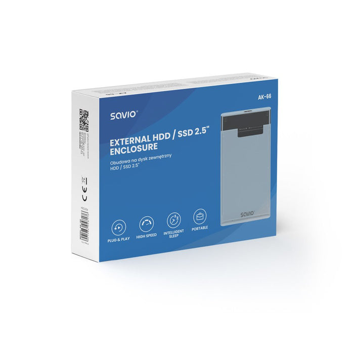 EAN 5901986048176 - Savio AK-66 caja para disco duro externo Carcasa de disco duro/SSD Negro, Transparente 2.5" imagen 5