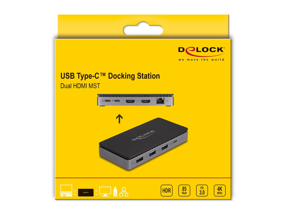 Delock 88271 Estación De Acoplamiento Usb Type-C 4k - Dual Hdmi Mst / Usb / Gigabit Lan / Pd 3.0 85 W