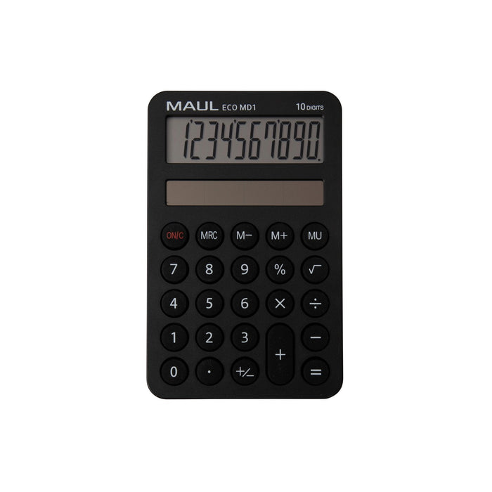 Maul Calculadora Eco Md 1  Calculadora Solar Con 10 Dígitos Y 5 Funciones  Calculadora De Bolsillo De 80% Plástico Reciclado  Calculadora De Escritorio Para Oficina, Escuela  Premio Ángel Azul