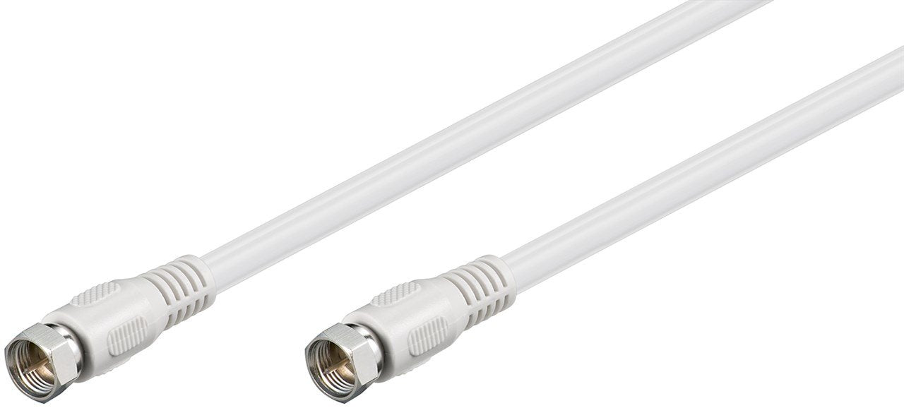 Sat Connection Cable, 100% Shielded, White, 2.5 M - F Plug <
