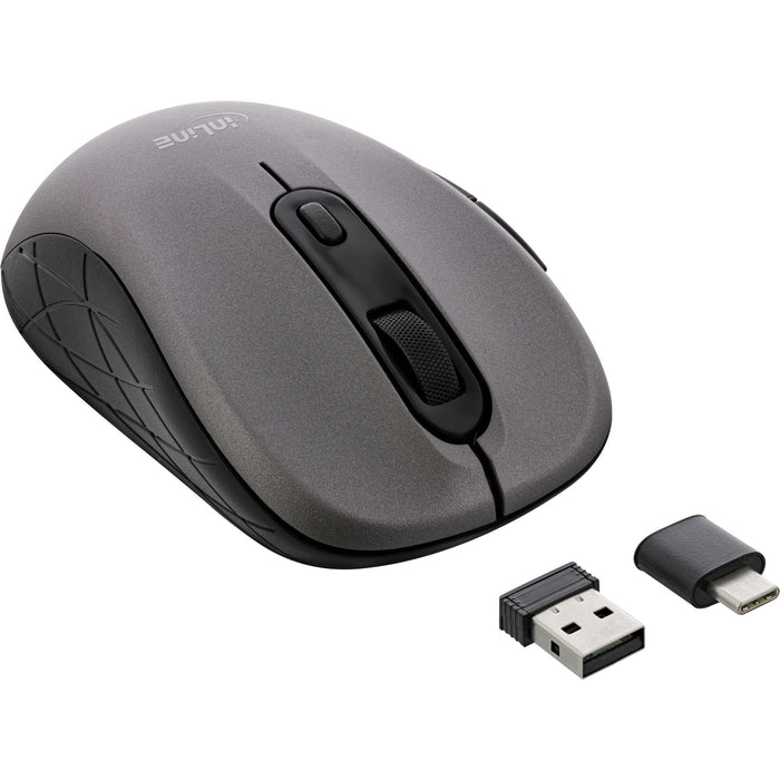 Ratón Inline 3 En 1, Bluetooth + 2x 2,4 Ghz, 5 Botones, Óptico, Gris/Negro