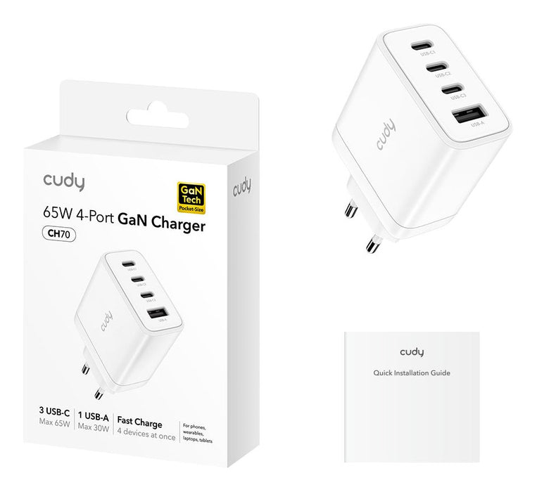 EAN 6971690794491 - Cudy CH70 Portátil, Smartphone, Tableta Blanco Corriente alterna Carga rápida Interior imagen 2