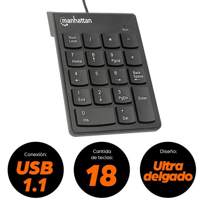 EAN 0766623176354 - Manhattan 176354 teclado numérico Universal USB Negro imagen 6