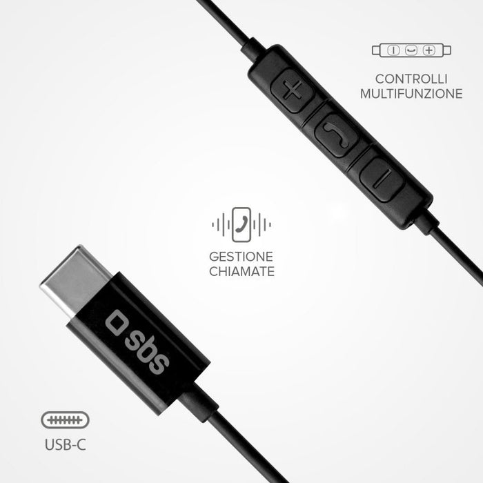 EAN 8018417289330 - SBS TEEARTYCK auricular y casco Auriculares Alámbrico Dentro de oído Llamadas/Música USB Tipo C Negro imagen 3