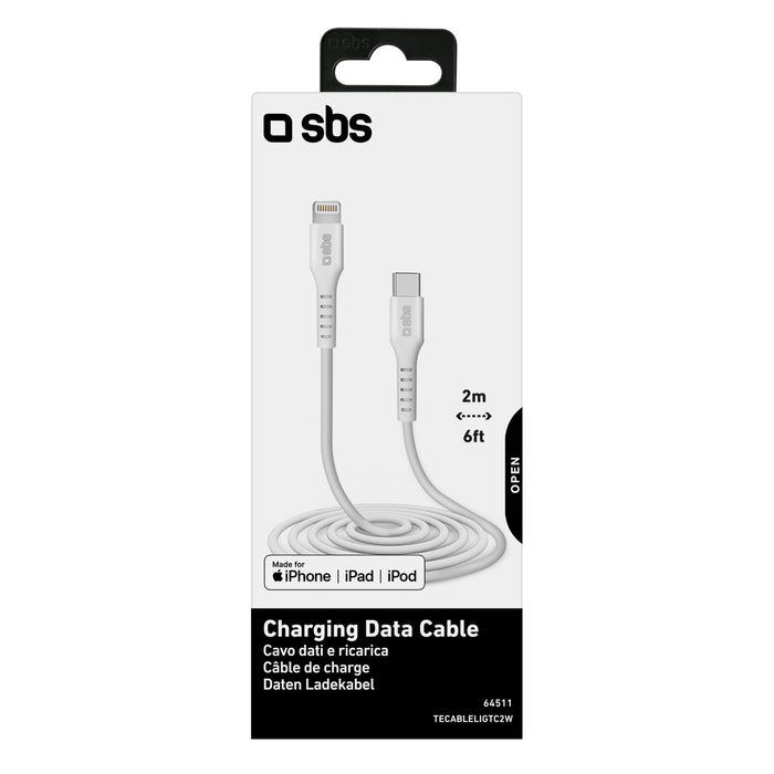EAN 8018417264511 - SBS TECABLELIGTC2W cable de conector Lightning 2 m Blanco imagen 4