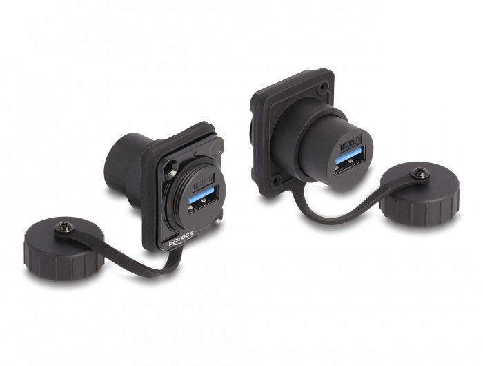 Delock 86971 Módulo Type-D De Usb 3.2 Gen 1 Hembra A Usb 3.2 Gen 1 Hembra Con Tapa Protectora Ip67 Contra El Polvo Y El Agua