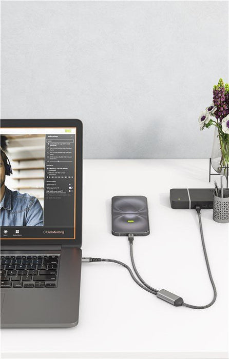 Cable Usb 2.0 De Goobay, Conector Usb-C > Conector Usb-C Negro/Gris, 1,5 Metros, Carga Con Hasta 60 W Pd, Cable Textil Con Conectores Metálicos 75739