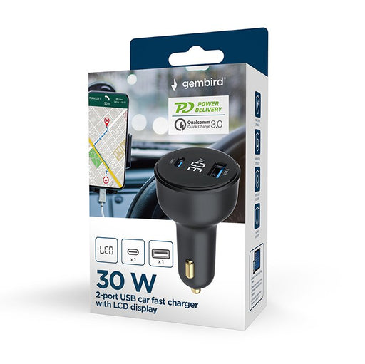 EAN 8716309129695 - Gembird TA-UC-AC2PD30LCD-CAR-01 cargador de dispositivo móvil Universal Negro Encendedor de cigarrillos C imagen 1
