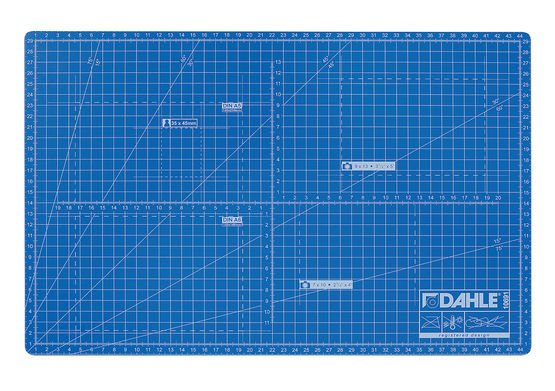 Dahle 10691 Plancha De Corte A3 30x45cm - 5 Capas Con Nucleo Resistente Al Corte - Lineas De Orientacion - Azul
