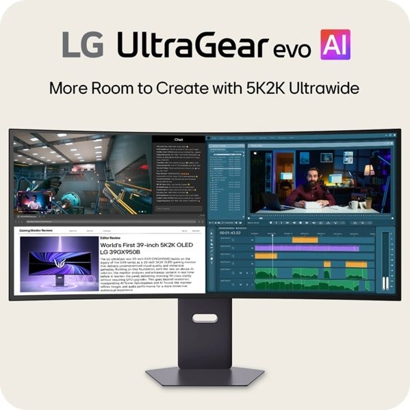 Lg Ultragear Evo Ai 39gx950b-B Gx9 Series Monitor Oled Gaming Curvado 39" (38.86" Visible) 5120 X 2160 5k2k Ultrawide @ 165 Hz 1500 Cd/M² 1850000:1 Displayhdr 500 True Black 0.03 Ms 2xhdmi Displayport Usb-C Altavoces Negro