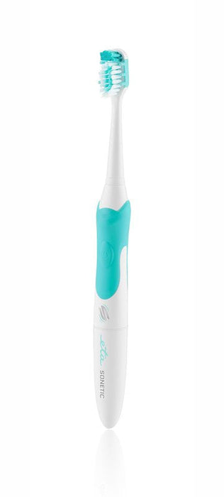 Cepillo Dental Eta Eta070990010   Sonetico, Funcionamiento A Batería Larga, 2 Modos, 2 Cabezales, 1 Batería Aaa, Blanco