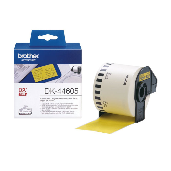 Brother Dk44605,Adhesivo ExtraaBle,Amarillo,Rodillo (6,2 Cm X 30,5 M) 1 Bobina(S) Etiquetas,Para Brother Ql-1050, 1060, 500, 550, 560, 570, 580, 650, 700, 710, 720
