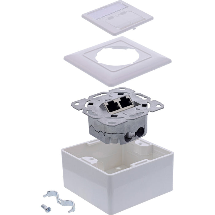 Inline® Cat.6a Socket, 2x Rj45 Jack, Ral9010, White